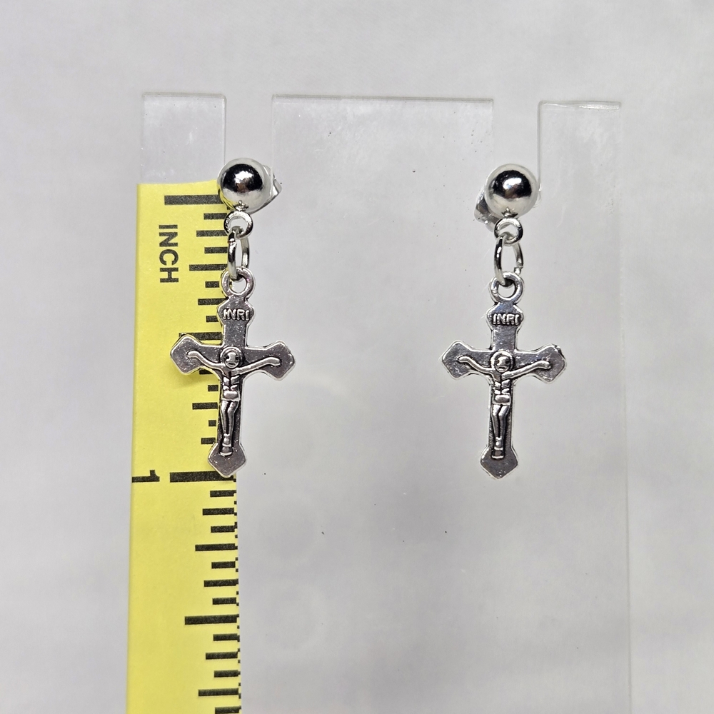 Silver Cross Dangle Earrings